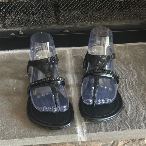 Madeline Black Sandals with Metallic Embellishments - Picture 2 of 6